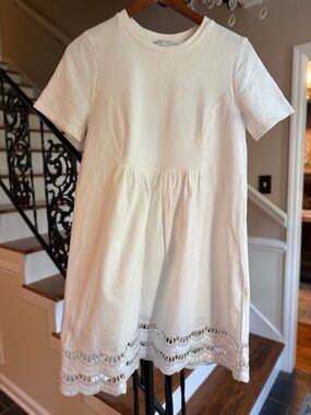 English Factory Mixed Media Scallop Lace Mini Dress